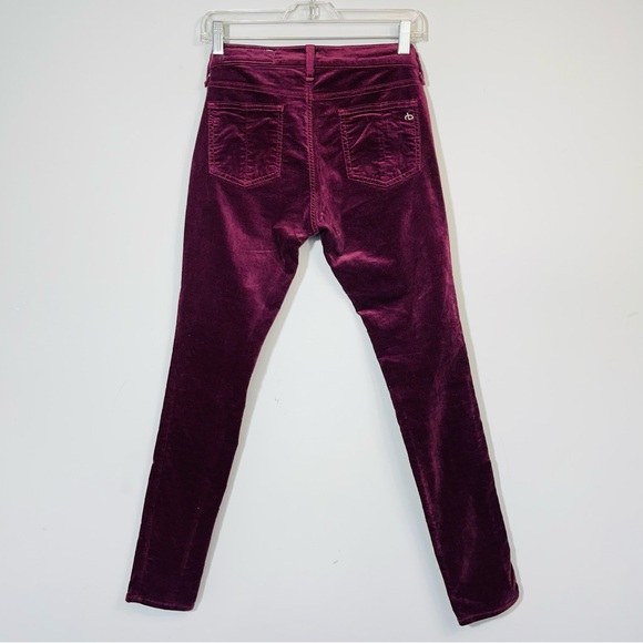 rag & bone Skinny Jeans in Burgundy Velvet Size 26 Revolve Vamp Low Rise Y2K - Picture 6 of 16
